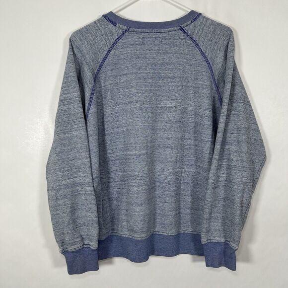 Adidas Trefoil Crew Neck Sweatshirt Womens Size Medium Blue Heathered Terry - Picture 11 of 13
